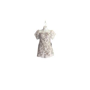 NWT Express White and Tan Lace Short Sleeve Romper